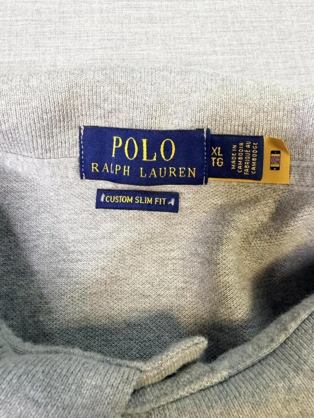 Gray Polo Ralph Lauren polo shirt with black logo,